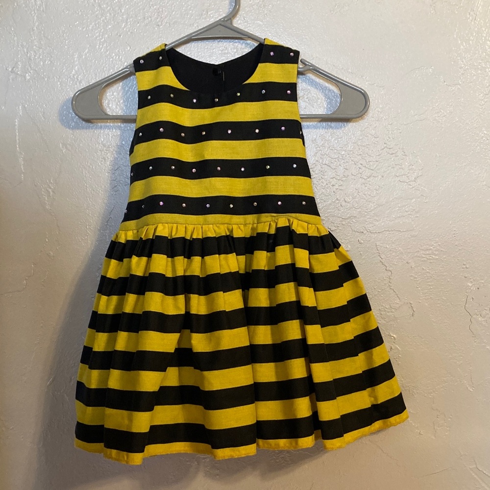 Striped Yellow and Black/Brown Bee Kids Dress